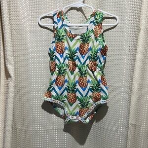 Pineapple Print Sleeveless Romper Outfit